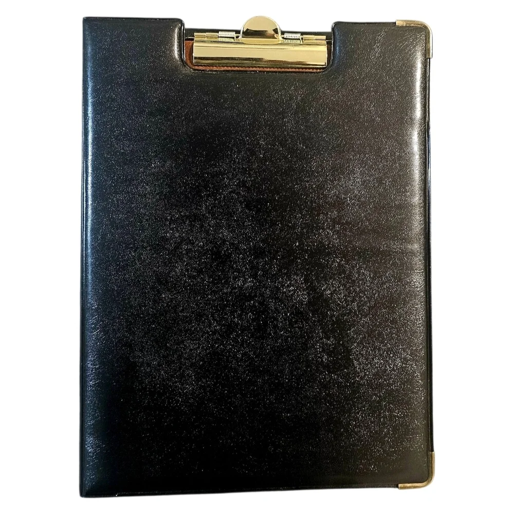 Elegant Black Porfolio Clipboard with Gold Clip, NWOT